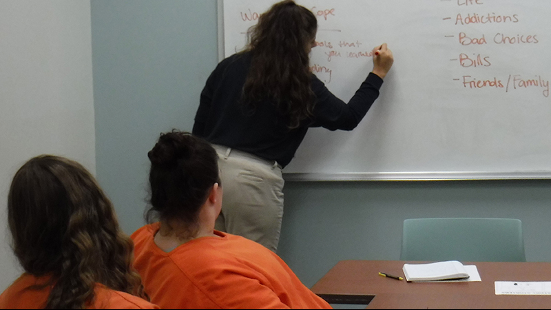 Rachel leads group at Scott County Jail
