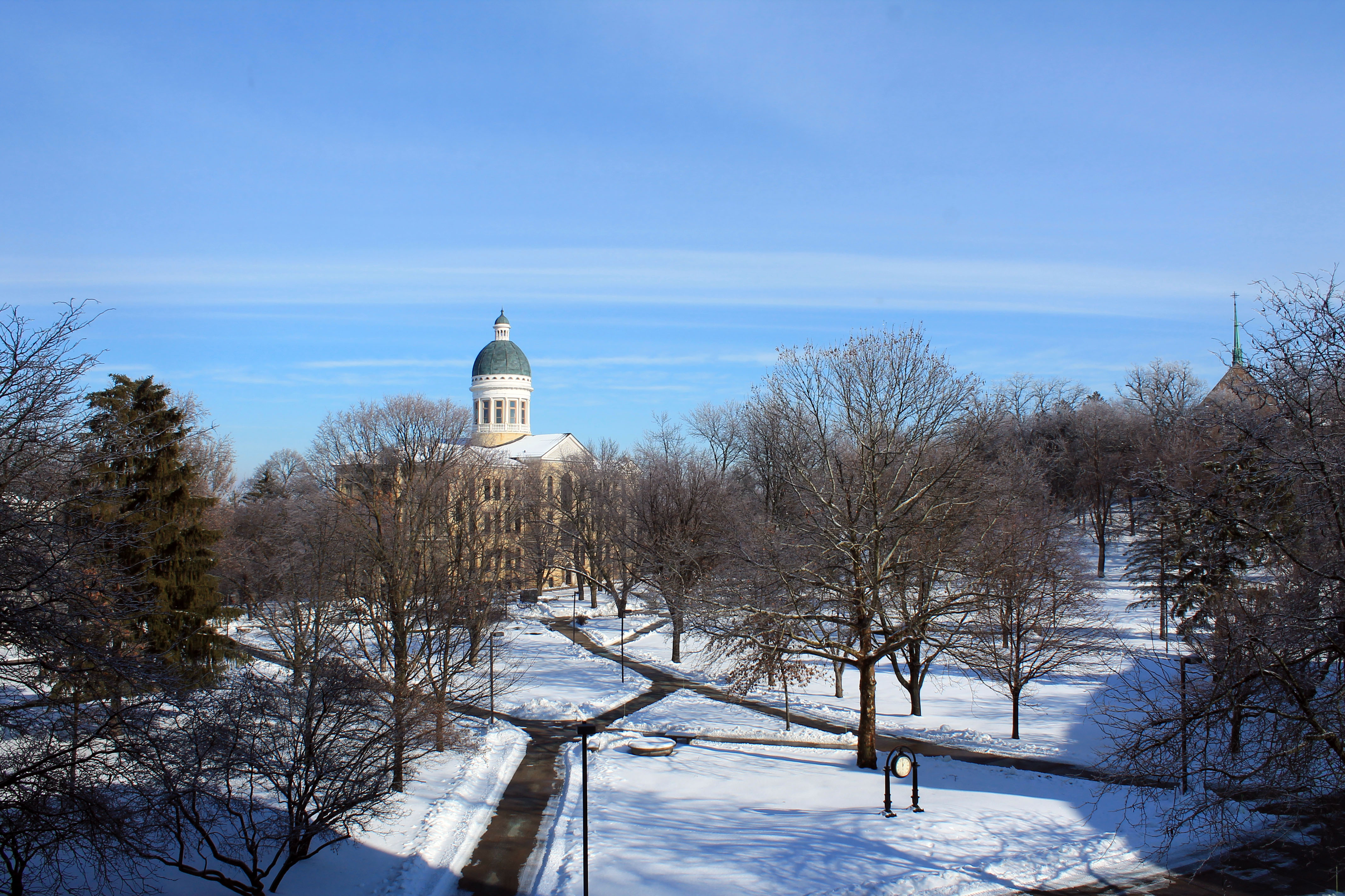 View of Augustana's campus in the winter. 