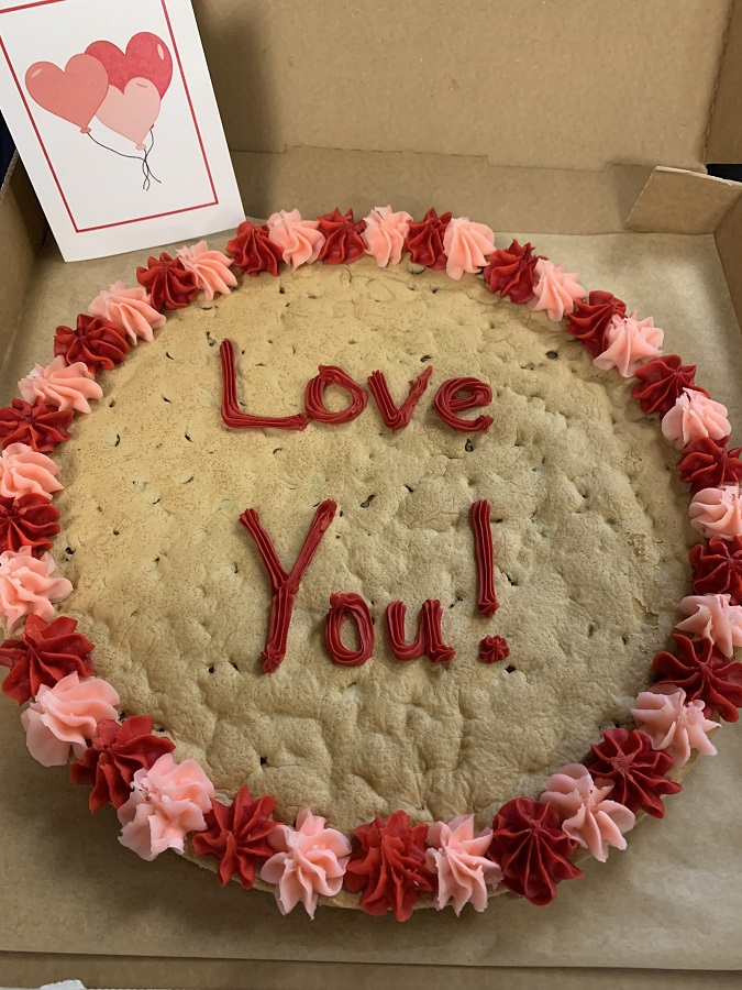Valentine's Day 14-inch cookie with icing "Love you!" lettering