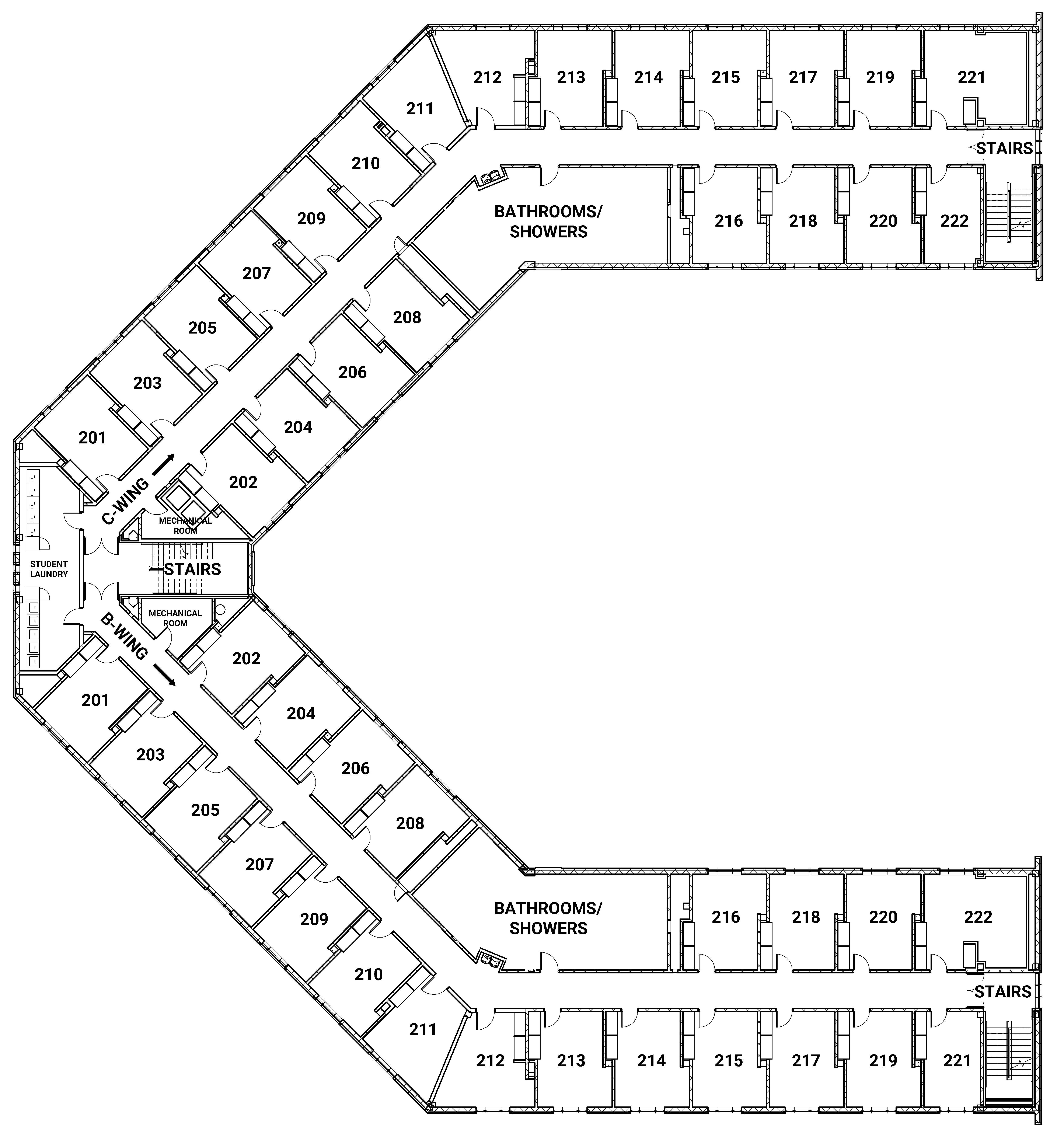 Erickson B and C wings, second floor