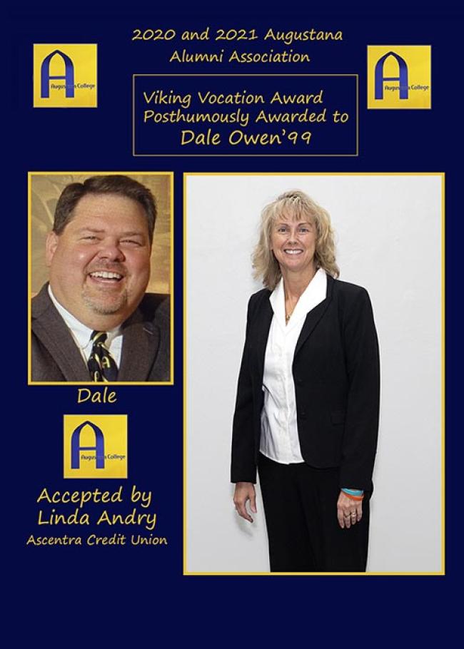 Dale Owen '99 award accepted by Ascentra Credit Union Linda Andry