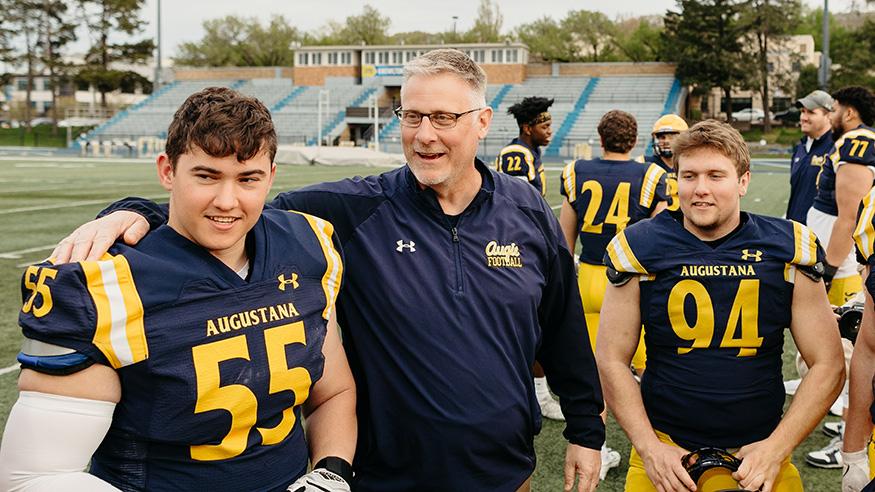 Football coach and players