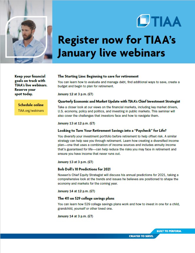 TIAA Jan Webinars