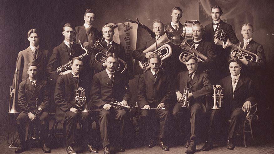 Archival photo of the Augustana Band
