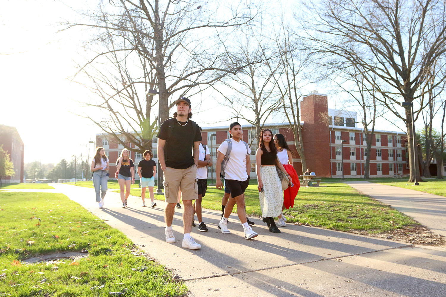 Students walking outside of Westerlin residence center