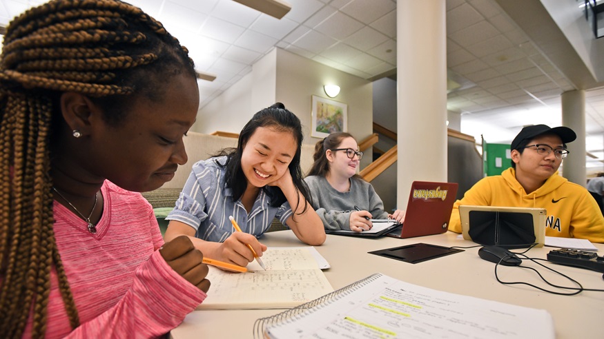 Students at Tredway Library.