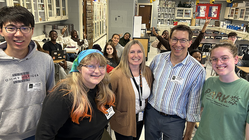 Geology students teaching in United Township High School