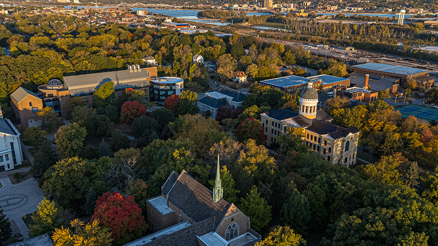 Aerial shot of campus