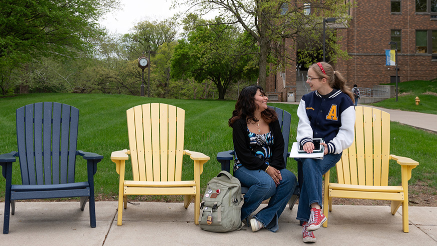 Students talking on the Quad