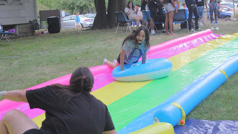 Waterslide on the lawn