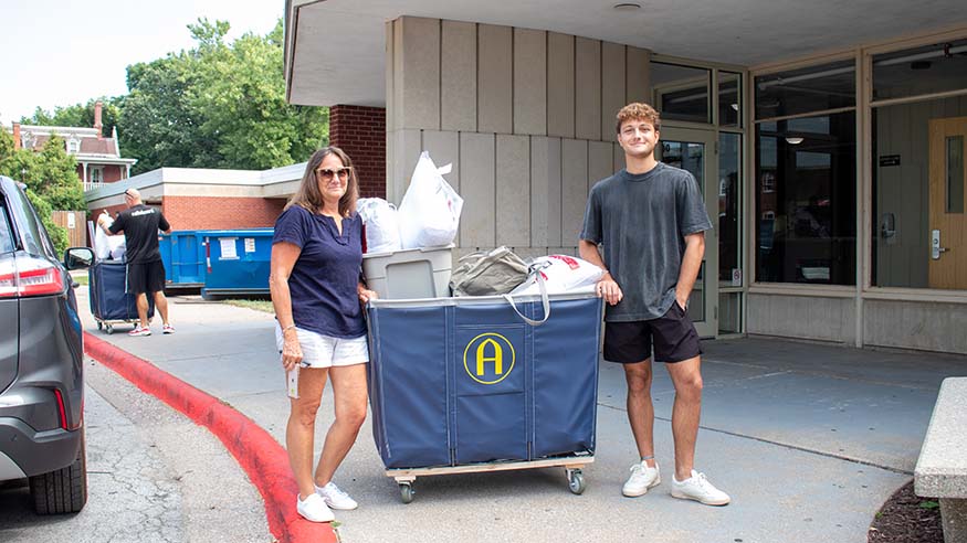 Student with cart.