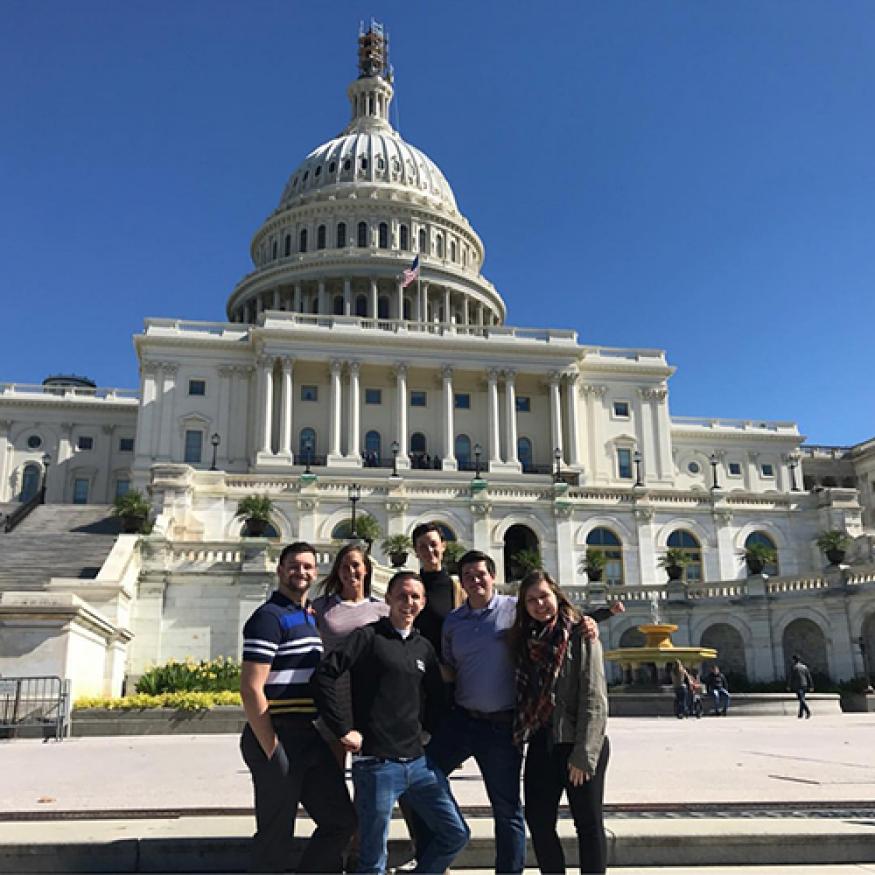 Justin and friends at the capitol building