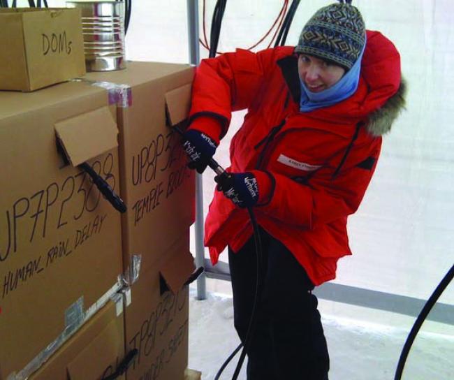 Dr. Karen Andeen at the Amundsen-Scott South Pole Station in Antarctica