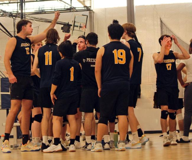 Augustana Men Club Volleyball during a match