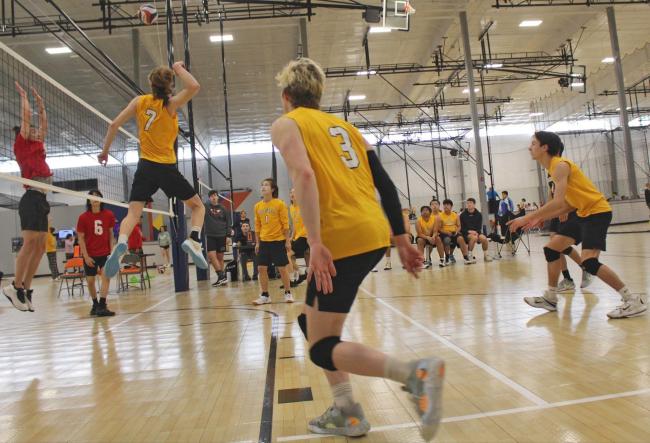 Augustana Men Club Volleyball during a match