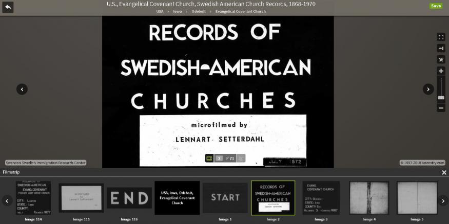 Swedish-American church records on microfilm