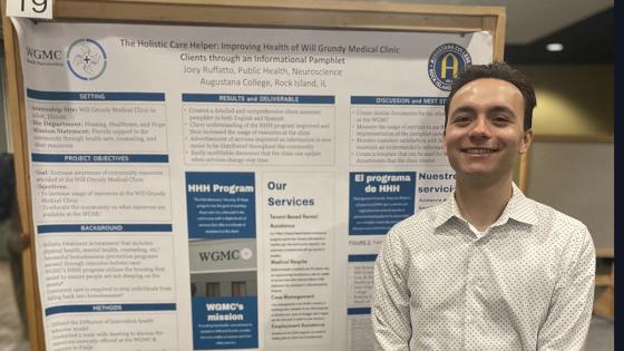 A student presenting research during Celebration of Learning